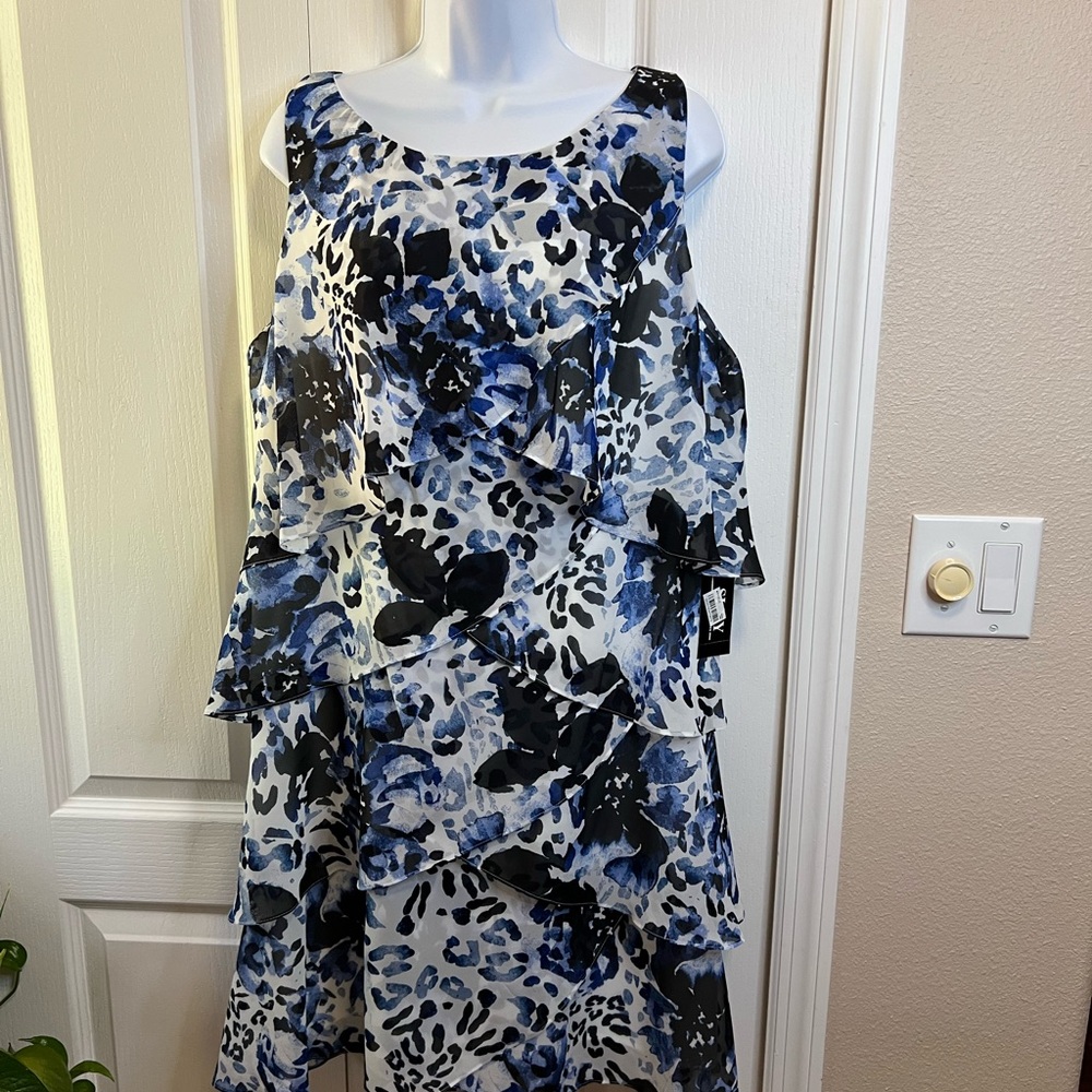 NWT SL Fashions Blue, Possibly Black and White and Dress